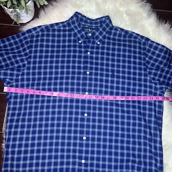 Ralph Lauren Blake blue checkered short sleeved button down sz large - Picture 5 of 6